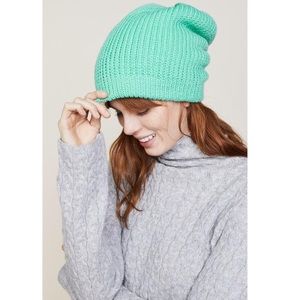 Free People Turquoise Slouchy Beanie Hat